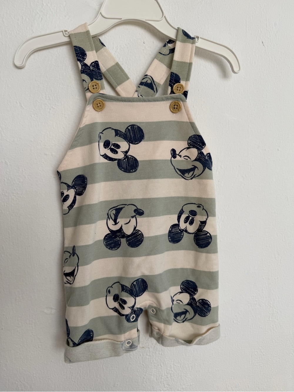Disney Striped Mickey Romper - Cream & Sage